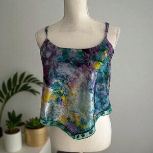 YITTY Fabletics Lizzie Multicolor Logo Silky Tank Top Size Medium